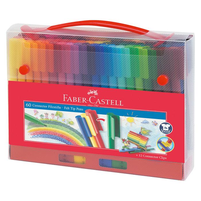 Faber Castell Connector Felt Tip Pen Set Carrying Case 60 Pieces #155560 Connector Markers