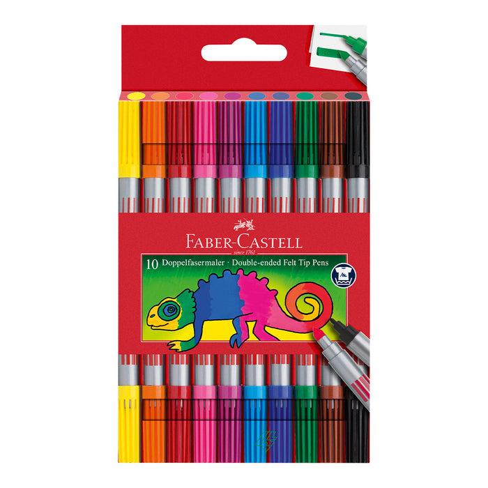 faber castell Double-ended felt tip pen plastic wallet of 10 #151110 Markers