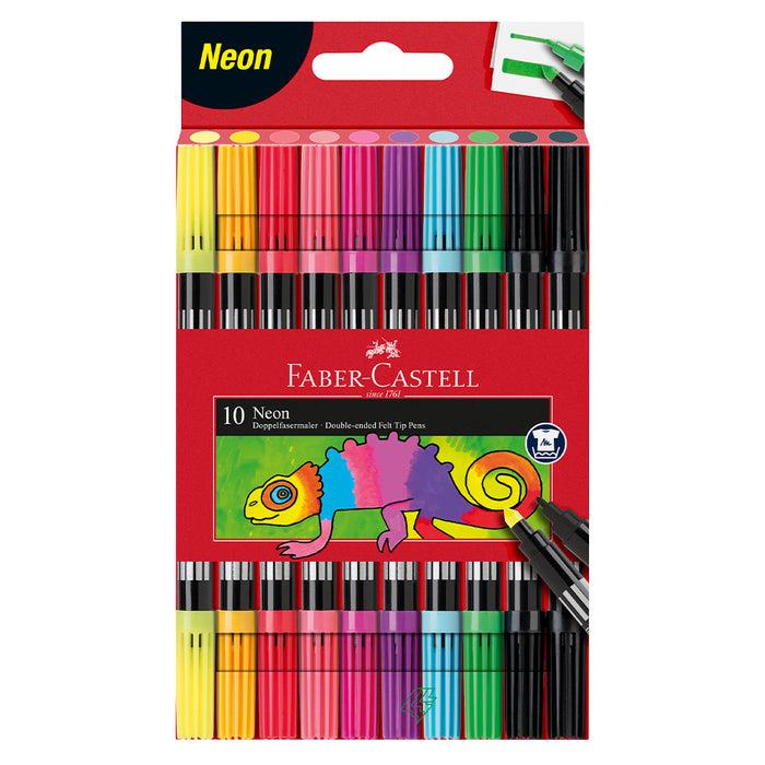 faber castell Double-ended felt tip pen plastic wallet of 10 - neon - #151109 Markers