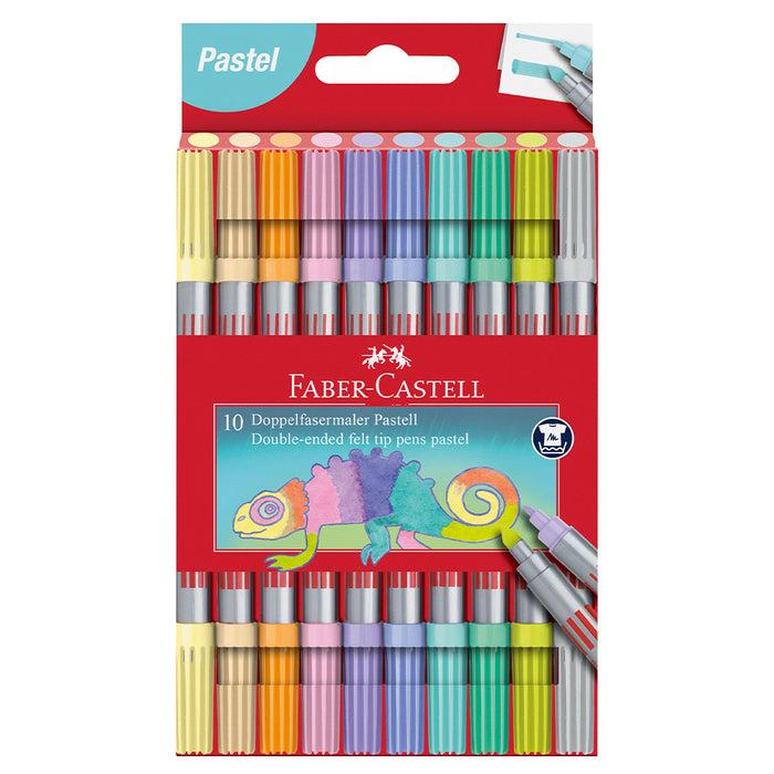 faber castell Double-ended felt tip pen plastic wallet of 10 - pastel - #151112 Markers