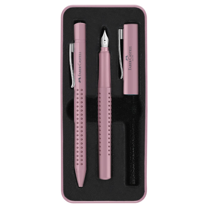 Faber Castell Fountain Pen M / Ballpoint Pen XB Set Grip Edition Rose Shadow #201528 Gift Set