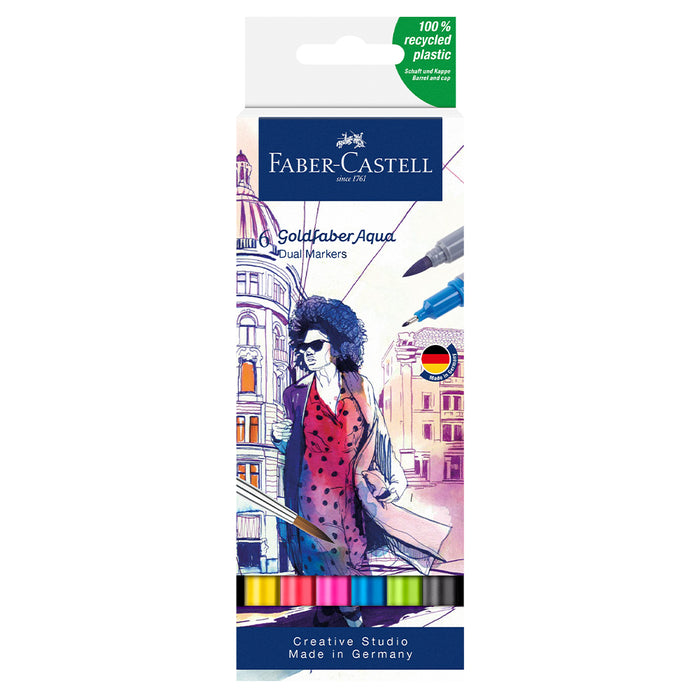 faber castell Goldfaber Aqua Dual Marker case of 6 - #164606 Watercolour Markers