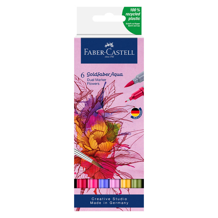 faber castell Goldfaber Aqua Dual Marker case of 6 flowers - #164527 Watercolour Markers