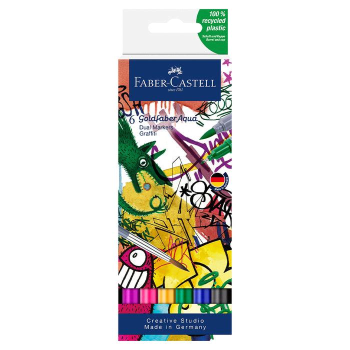 faber castell Goldfaber Aqua Dual Marker Case of 6 Graffiti - #164525 Watercolour Markers
