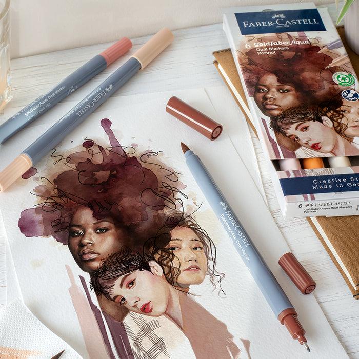 Faber Castell Goldfaber Aqua Dual Marker Case Of 6 Portrait - #164523 Watercolour Markers