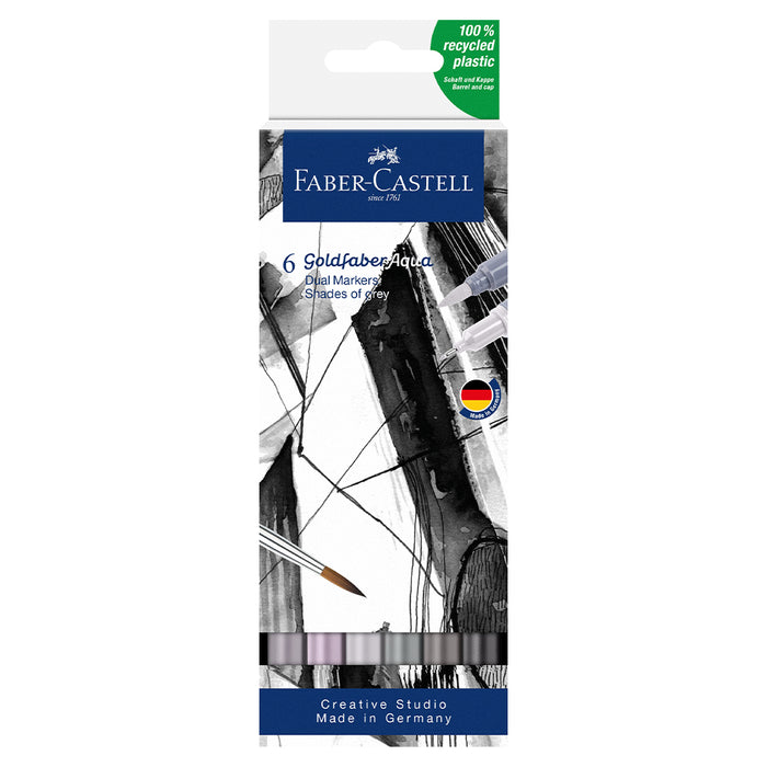 faber castell Goldfaber Aqua Dual Marker case of 6 shades of grey - #164522 Watercolour Markers