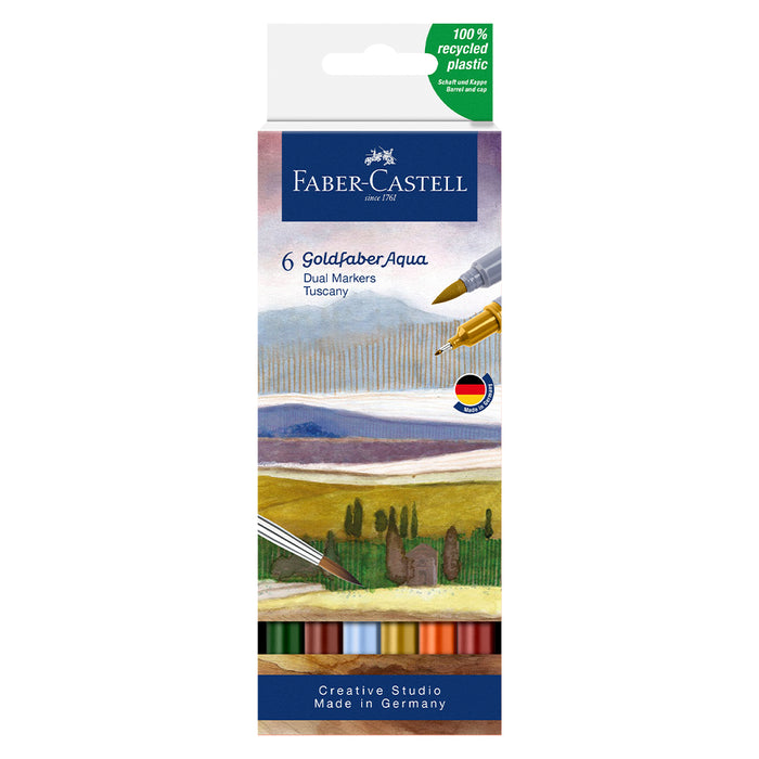 faber castell Goldfaber Aqua Dual Marker Case of 6 Tuscany - #164521 Watercolour Markers