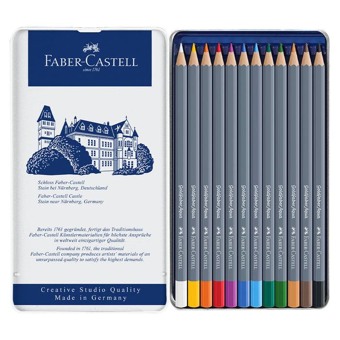 Faber Castell Goldfaber Aqua Watercolour Pencil Tin Of 12 - #114612 Watercolour Pencils