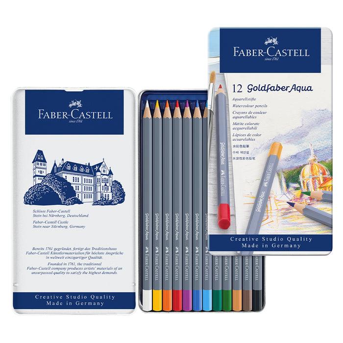 Faber Castell Goldfaber Aqua Watercolour Pencil Tin Of 12 - #114612 Watercolour Pencils