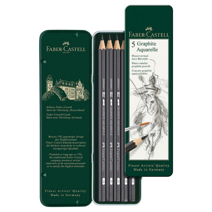 Faber Castell Graphite Aquarelle Pencil - Tin Of 5 - #117805 Graphite Aquarelle Pencil