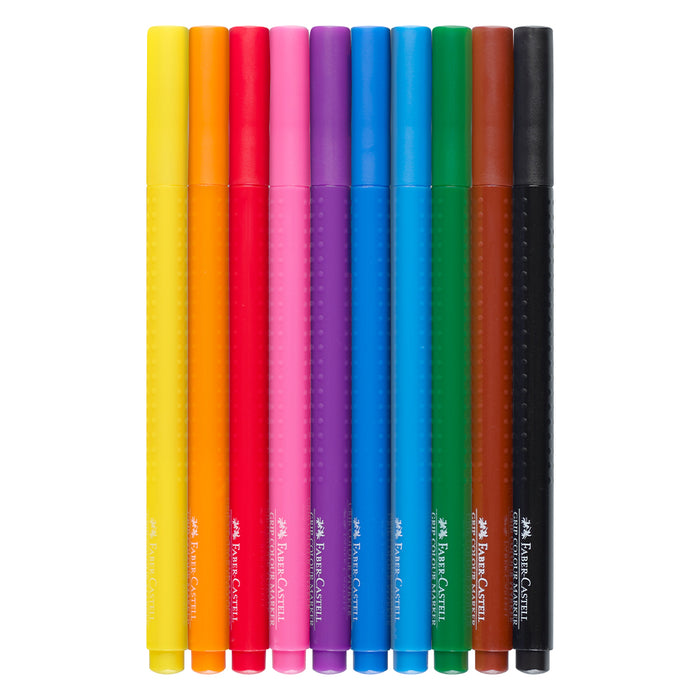 Faber Castell Grip Felt Tip Pen Plastic Wallet Of 10 #155310 Markers