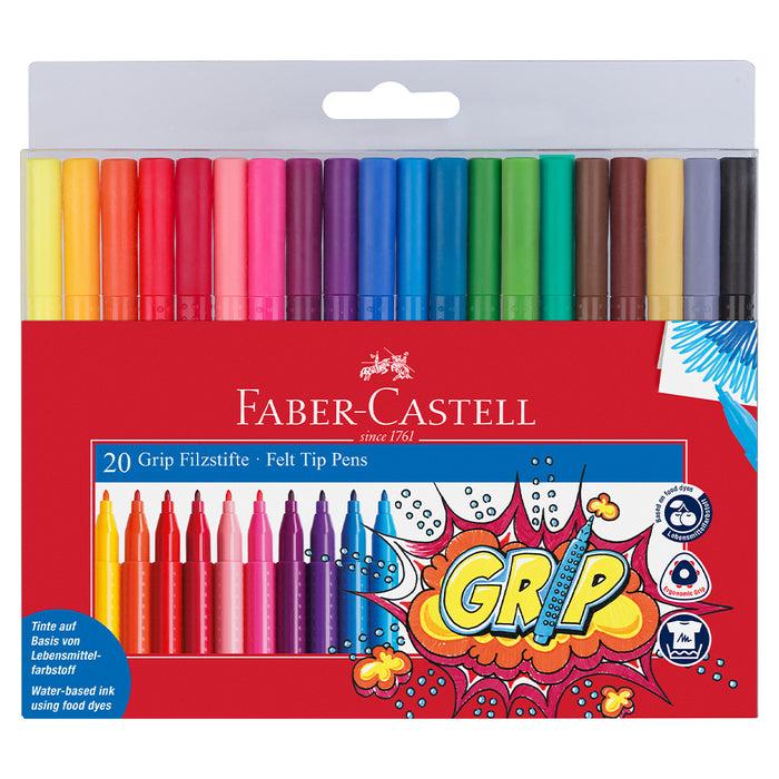 Faber Castell Grip Felt Tip Pen Plastic Wallet Of 20 #155320 Markers