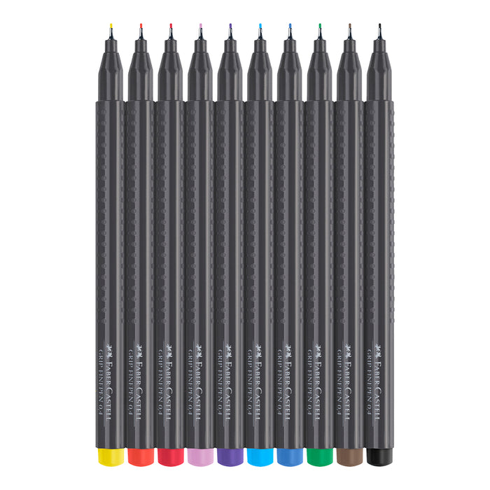 Faber Castell Grip Finepen 0.4 Plastic Wallet Of 10 #151610 Finepen