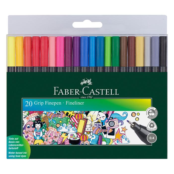 faber castell Grip Finepen 0.4 plastic wallet of 20 #151620 Finepen