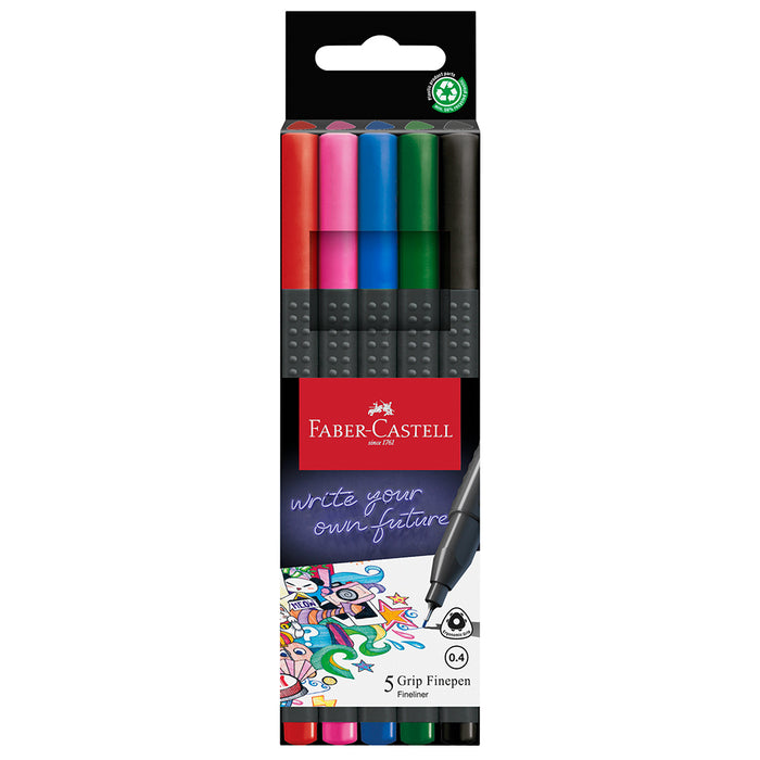 faber castell Grip Finepen wallet of 5 - basic #151604 Finepen