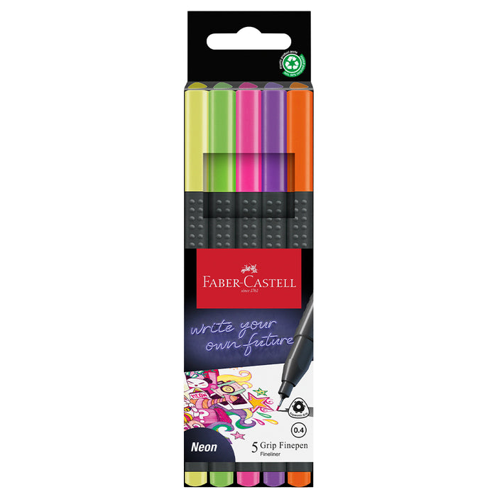 faber castell Grip Finepen wallet of 5 - neon #151603 Finepen
