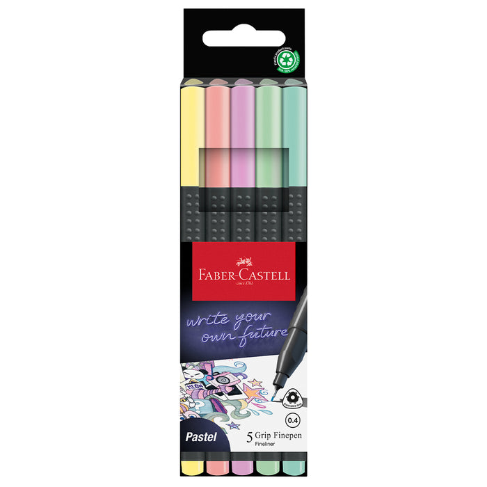 faber castell Grip Finepen wallet of 5 - pastel #151602 Finepen
