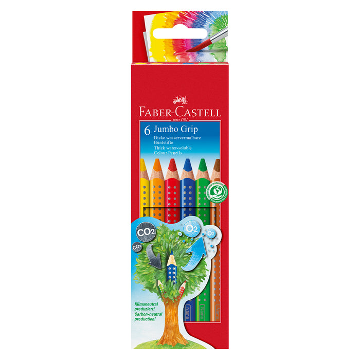 Faber Castell Jumbo Grip Colour Pencil Cardboard Wallet Of 6 #110906 Colour Pencils