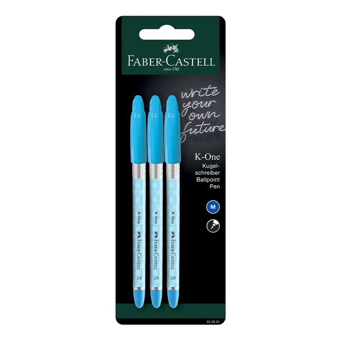 faber castell K-One Ballpoint Pen blister of 3 - blue - #642601 Ballpoint Pen