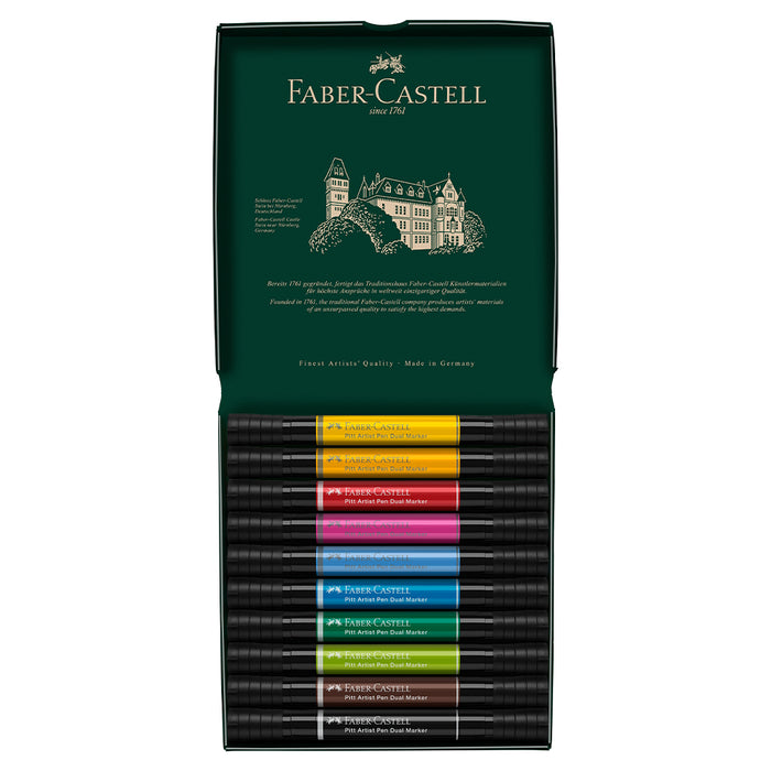 Faber Castell Pitt Artist Pen Dual Marker Wallet Of 10 - #162010 Pitt Artist Pen