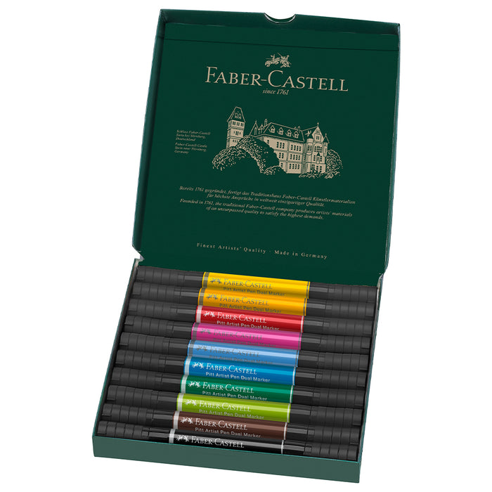 Faber Castell Pitt Artist Pen Dual Marker Wallet Of 10 - #162010 Pitt Artist Pen