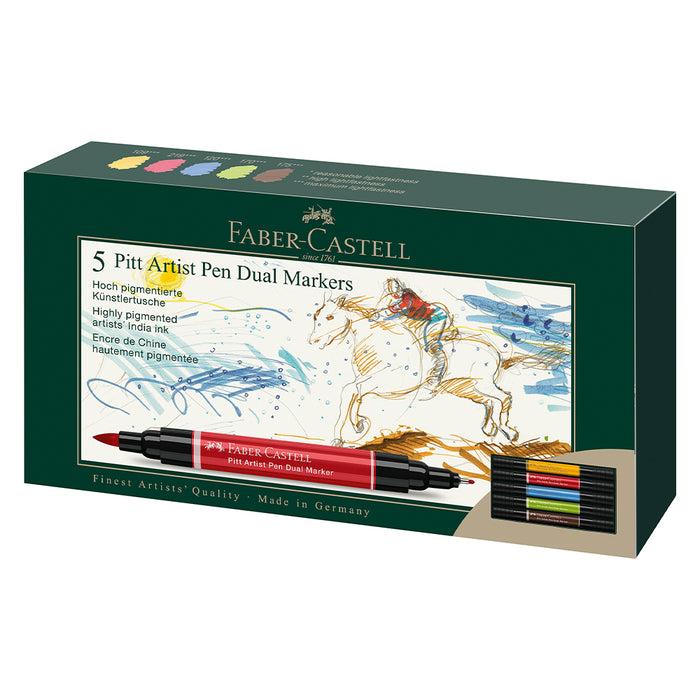 faber castell Pitt Artist Pen Dual Marker Wallet of 5 - #162005 Pitt Artist Pen
