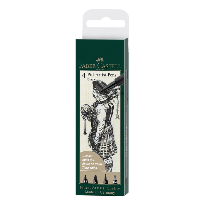 Faber Castell Pitt Artist Pen® Black - Wallet Of 4 - #167153 Pitt Artist Pen