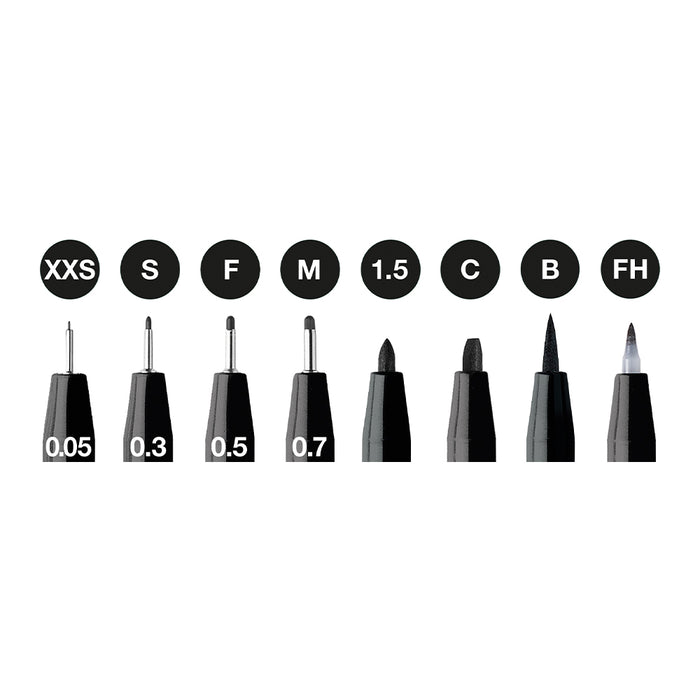 Faber Castell Pitt Artist Pen® Black - Wallet Of 8 - #167158 Pitt Artist Pen