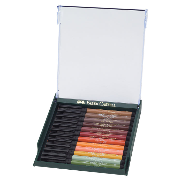 Faber Castell Pitt Artist Pen® Brush - Earth Tones - Set Of 12 - #267422 Pitt Artist Pen