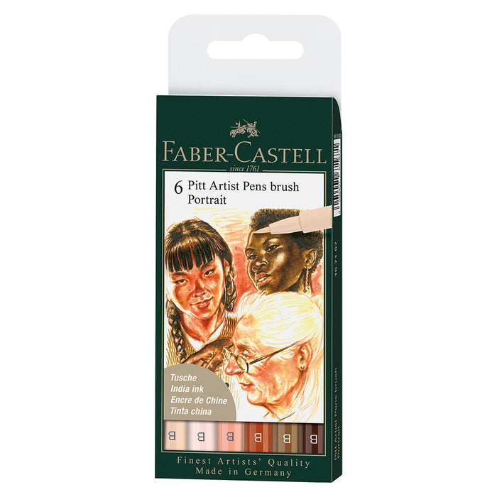 Faber Castell Pitt Artist Pen® Brush Portrait - Wallet Of 6 - #167167 Pitt Artist Pen