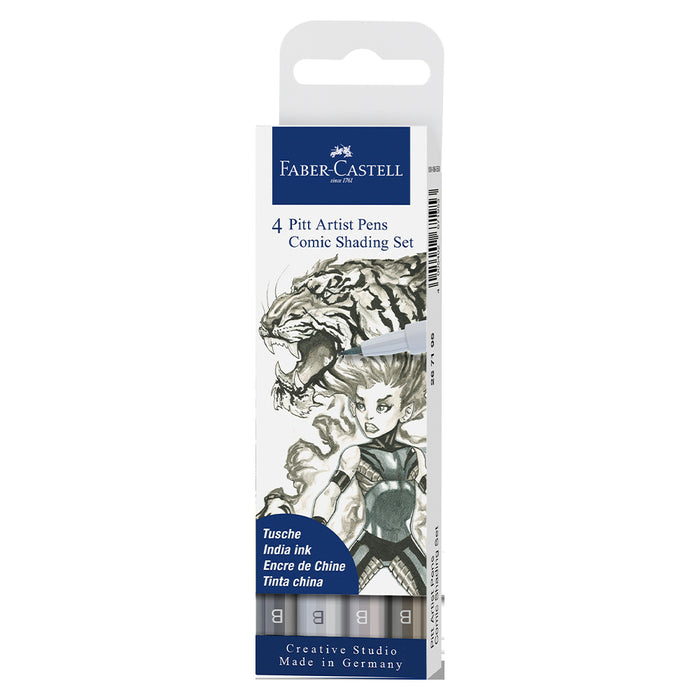 faber castell Pitt Artist Pen® Comic Shading Set - Wallet of 4 - #267195 Pitt Artist Pens