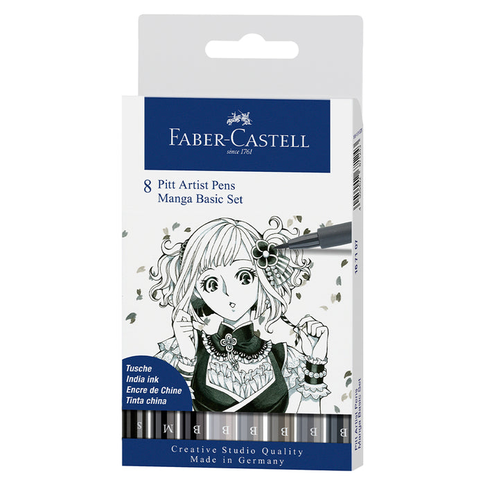 faber castell Pitt Artist Pen® Manga Basic - Wallet of 8 - #167107 Pitt Artist Pen