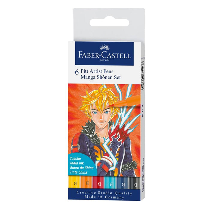 faber castell Pitt Artist Pen® Manga Shônen - Wallet of 6 - #167157 Pitt Artist Pen