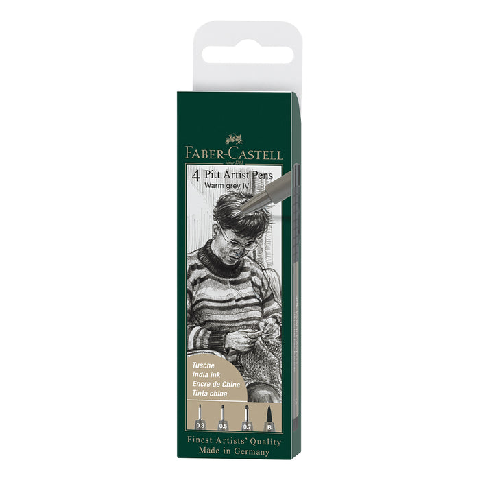 faber castell Pitt Artist Pen® Warm Grey IV - Wallet of 4 - #167169 Pitt Artist Pen