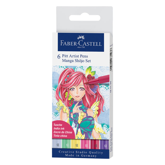 faber castell Pitt Artist Pen Shojo Basic - Wallet of 6 - #167155 Pitt Artist Pen