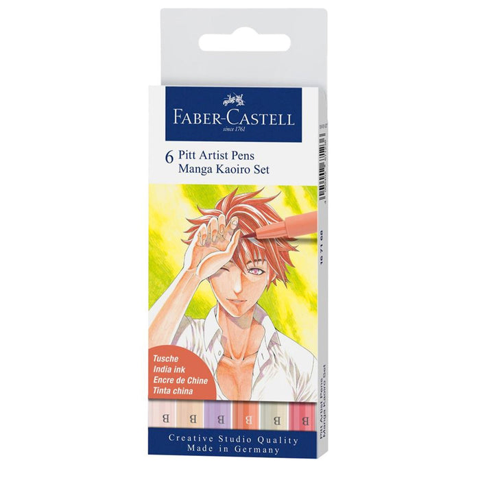 faber castell Pitt Artist Pens® Manga Kaoiro - Wallet of 6 - #167168 Pitt Artist Pen