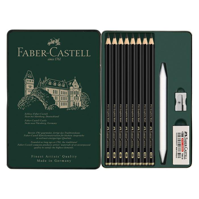 Faber Castell Pitt Graphite Matt Set Metal Case Of 11 - #115220 Graphite Pencil