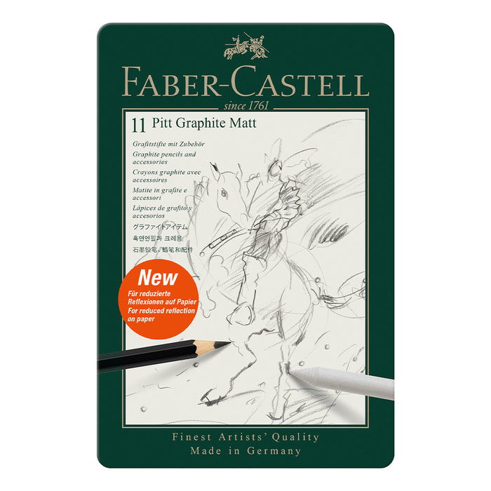 faber castell Pitt Graphite Matt Set metal case of 11 - #115220 Graphite Pencil