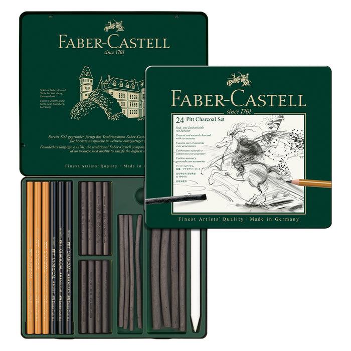 Faber Castell Pitt® Charcoal Set - Tin Of 24 - #112978 Graphite Set