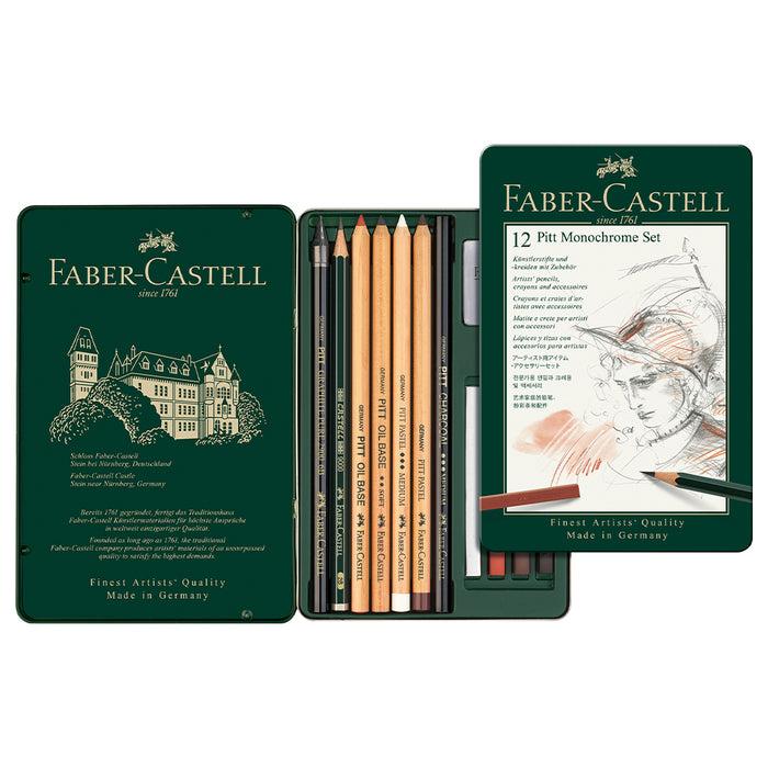 Faber Castell Pitt® Monochrome Set - Tin Of 12 - #112975 Graphite Set