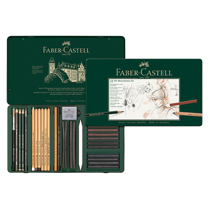 Faber Castell Pitt® Monochrome Set - Tin Of 33 - #112977 Graphite Set