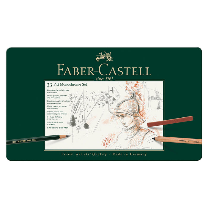 Faber Castell Pitt® Monochrome Set - Tin Of 33 - #112977 Graphite Set