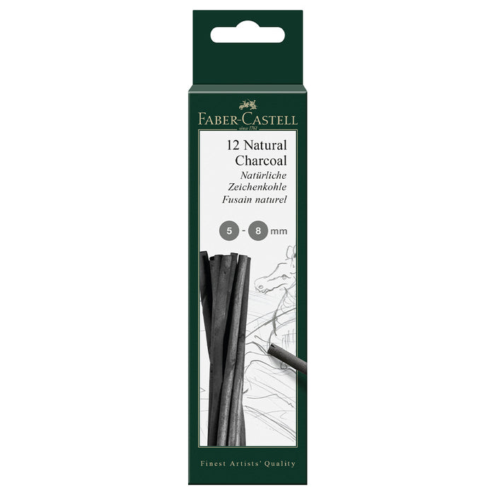 faber castell Pitt® Natural Willow Charcoal -12 Sticks (5-8mm) - #129298 Charcoal