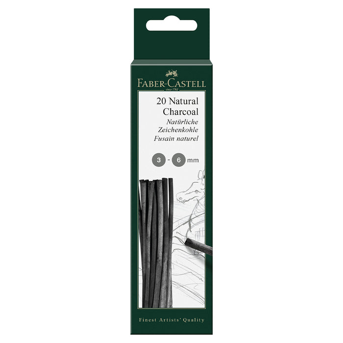 faber castell Pitt® Natural Willow Charcoal - 20 Sticks (3-6mm) - #129198 Charcoal
