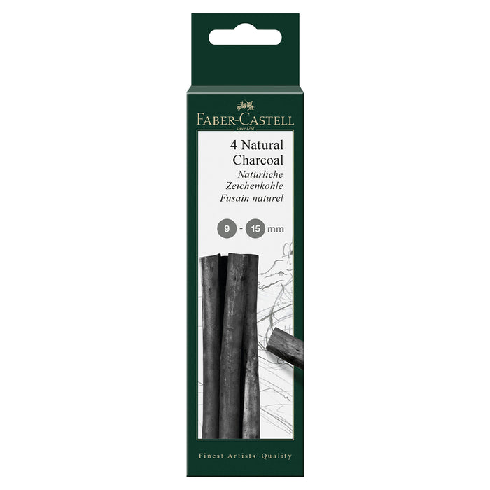 faber castell Pitt® Natural Willow Charcoal - 4 Sticks (9-15mm) - #129498 Charcoal