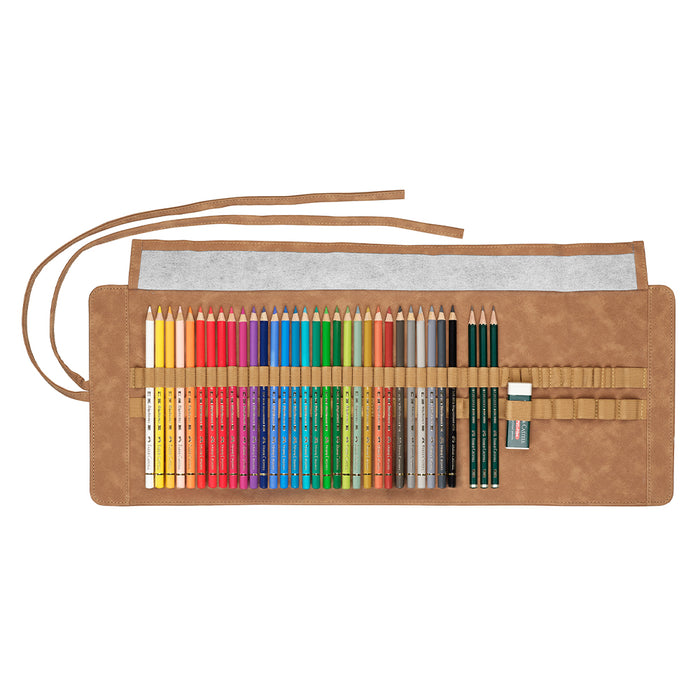 Faber Castell Polychromos Coloured Pencil Roll Filled 34 Pieces - #110030 Colour Pencils