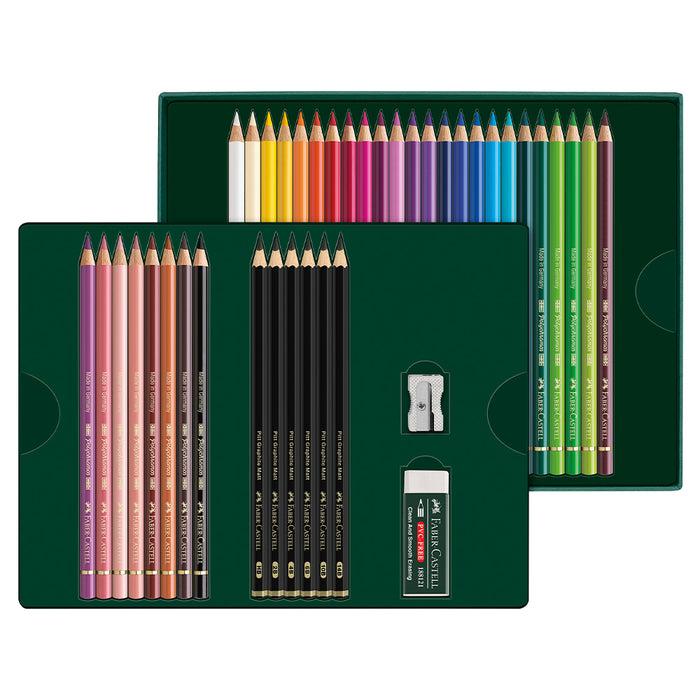 Faber Castell Polychromos & Pitt Graphite Matt Gift 40 Pieces - #210053 Gift Set