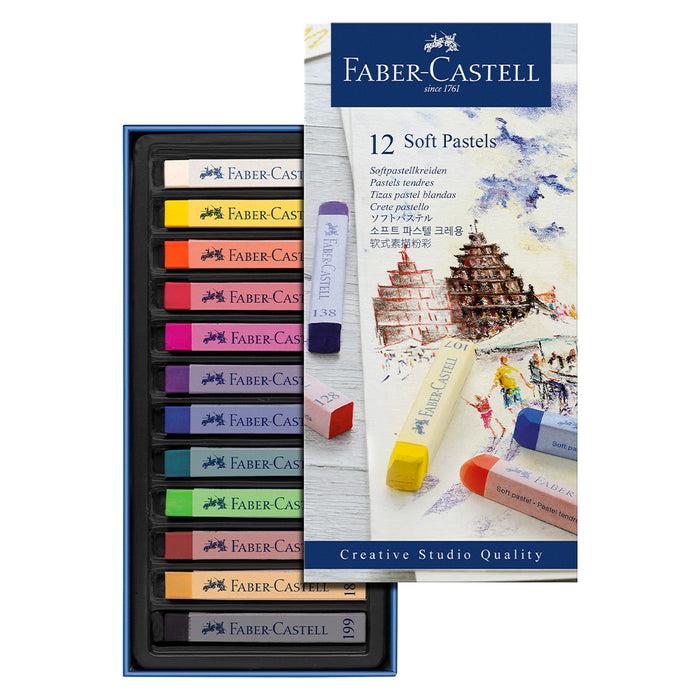 Faber Castell Soft Pastels Cardboard Wallet Of 12 - #128312 Soft Pastels