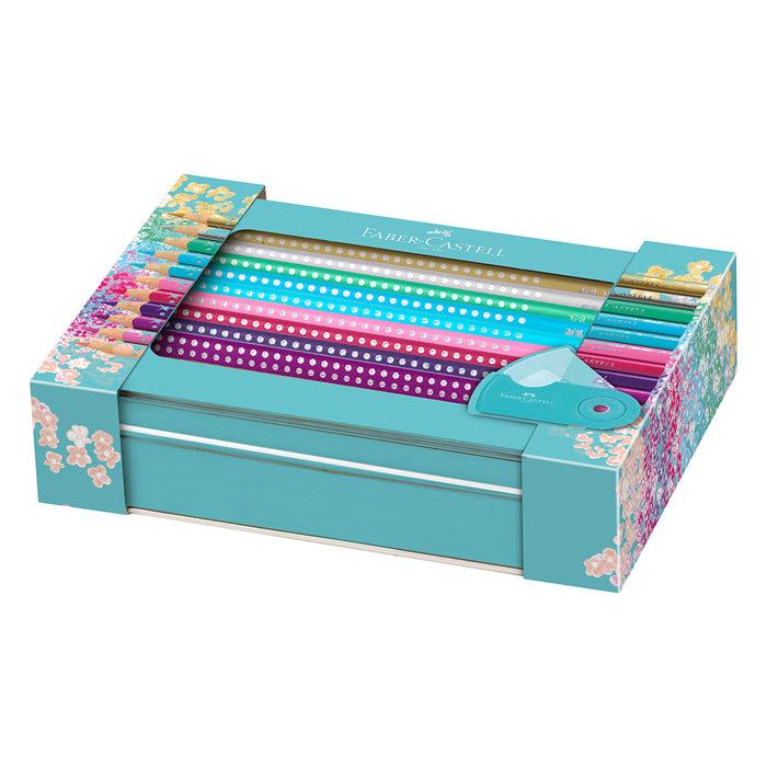 Faber Castell Sparkle Colored Pencils Gift Set Metal Case Turquoise 21 Pieces #201641 Sparkle