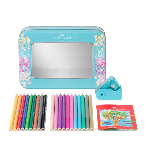 Faber Castell Sparkle Colored Pencils Gift Set Metal Case Turquoise 21 Pieces #201641 Sparkle